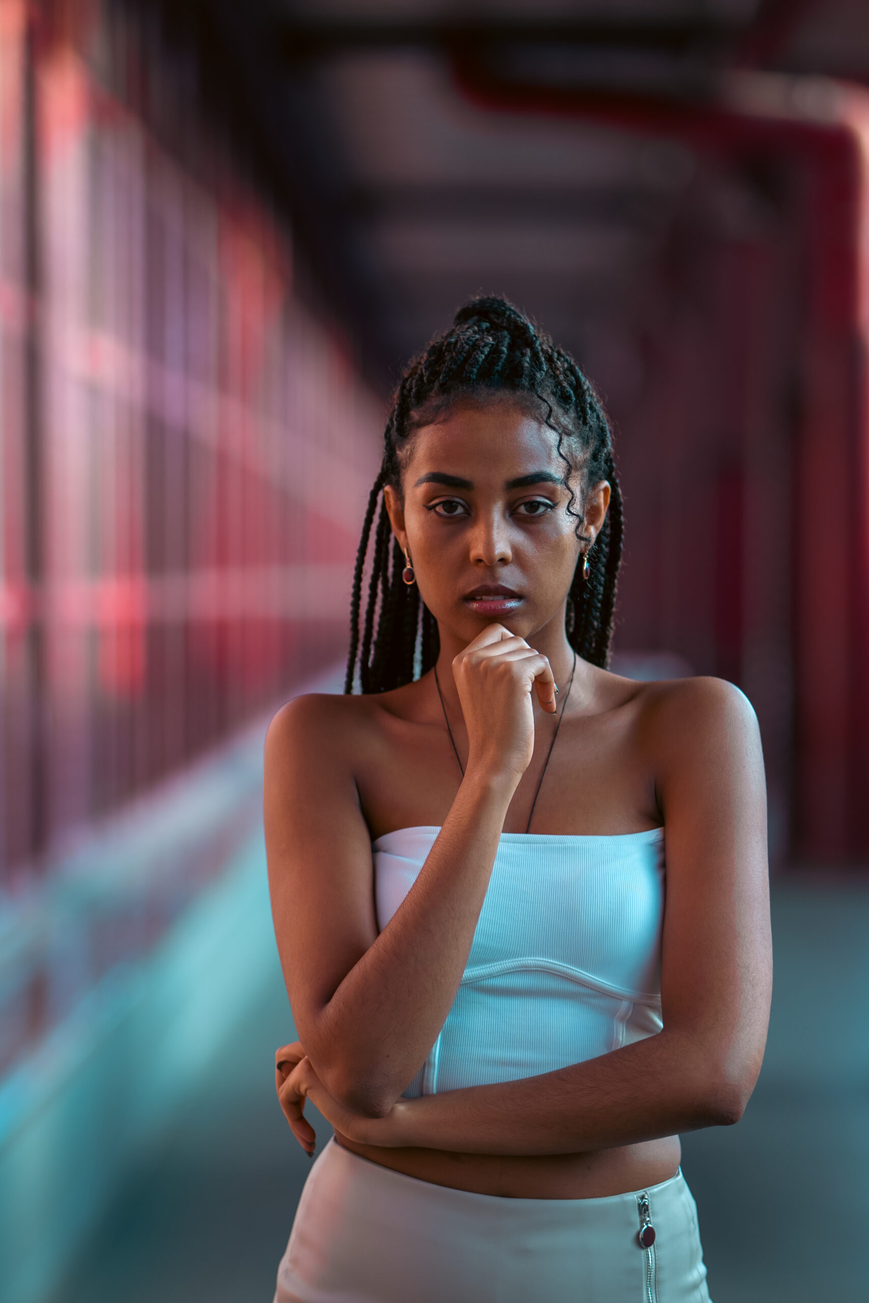 Professional model in street photography